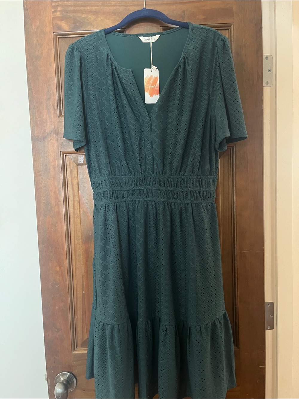Simplee Apparel Forest Green Eyelet Midi Dress